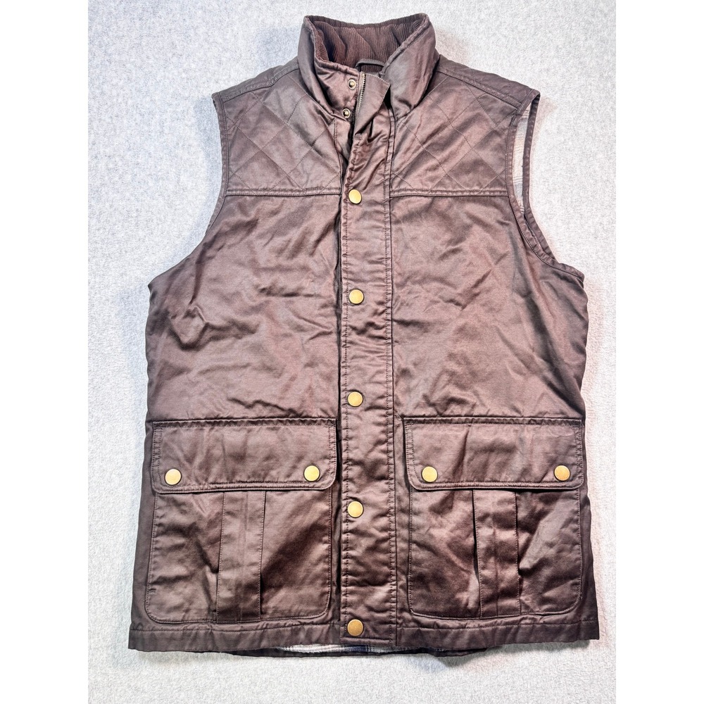 Mountain and Isles Mens Brown Quilted Yoke Flannel Lined Field Vest Medium
